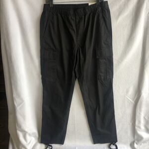 NWT Sun + Stone Mens Cargo Pants Black Shadow, Tapered Fit, Drawstring, Medium